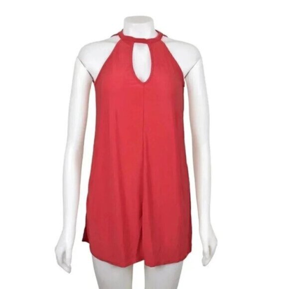 NWT Boohoo Petite Lorna Tie Neck Cut Out Swing Mini Dress Red Size 2 - Picture 1 of 11